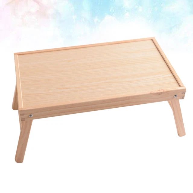 Mesa de servicio portátil de bambú escritorio de cama de madera plegable