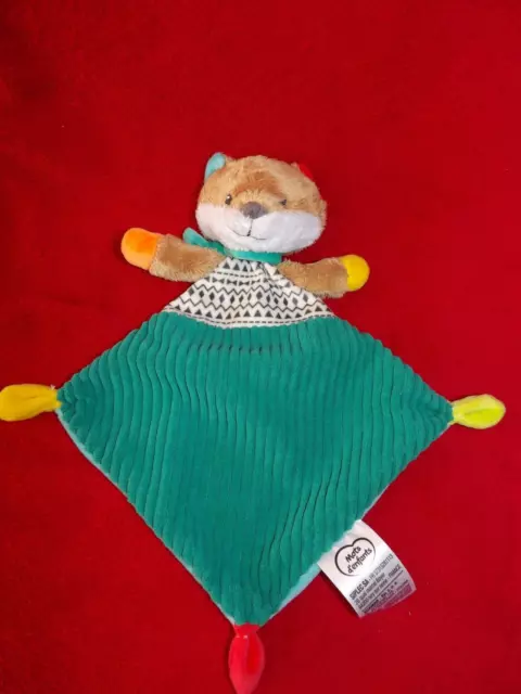 Doudou Plat Ours Déguisé en Lapin Bleu Blanc Gris MOTS D'ENFANTS