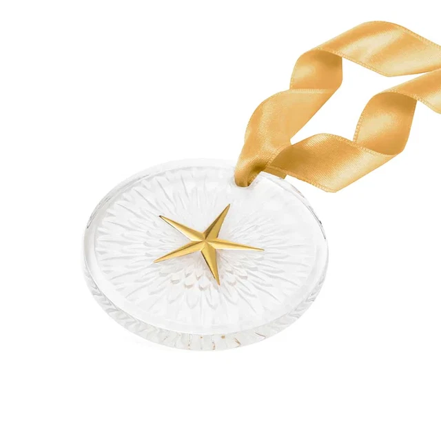 Lalique 2023 Plumes Annual Xmas Ornament Clear & Gold #10790000 Brand Nib Star