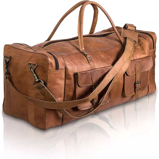 Leather Duffel Bag 32 Inch Large Travel Bag Gym Sports Overnight Weekender Bag b