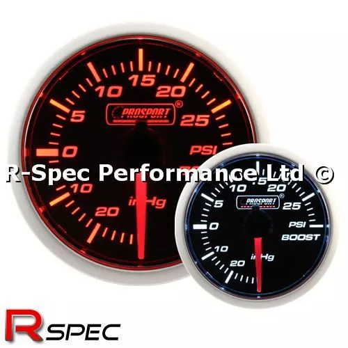 Prosport 52mm Super Amber / White Turbo Boost Gauge PSI - Stepper Motor Version