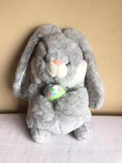 Easter Gray Long Floppy Heart Ear Bunny Rabbit Plush Stuffed Animal Toy 14" Tall