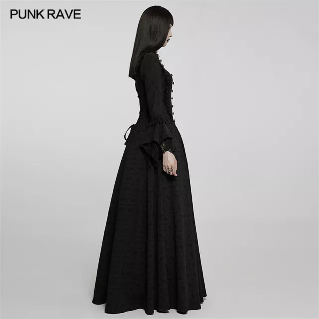 Punk Rave Gothic Rose Black Long Sleeve Lace Dresses Elegant Evening Ball Dress 3