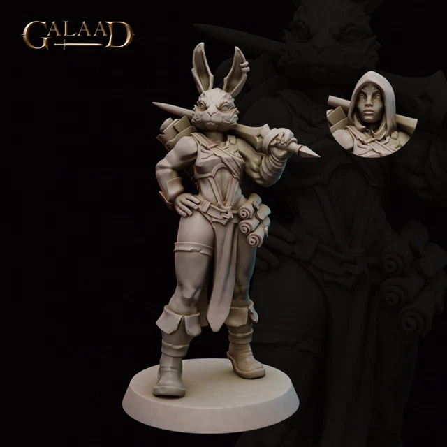 RABBIT FOLK MAGE Fighter Galaad Miniatures, DND Mage Fighter £2.99 ...