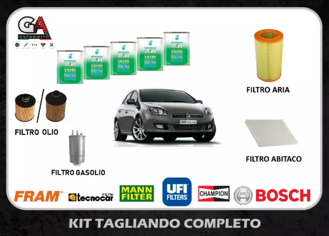 Kit tagliando Fiat Bravo 1.6 multijet 120cv 88kw 4 filtri + 5 litri Selenia 5W30