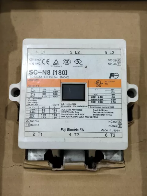 Fuji Electric Sc-N8(180) 100-120Vdc/100-127Vac/ Magnetic Contactor Made In Japan