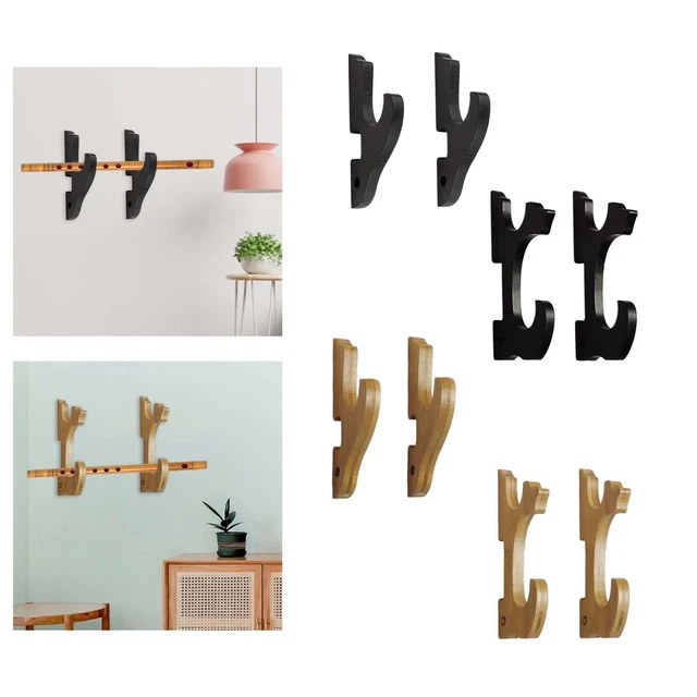 Support Epee Mural KUUOPLA Support Mural Pour Katana - En Bois Laqué Noir - En Velours Rouge Porte Katana