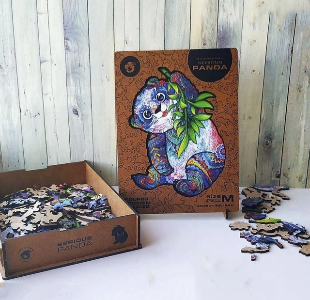 UNIDRAGON Original Wooden Jigsaw Puzzles - Serious Panda, 216 Pieces, Medium