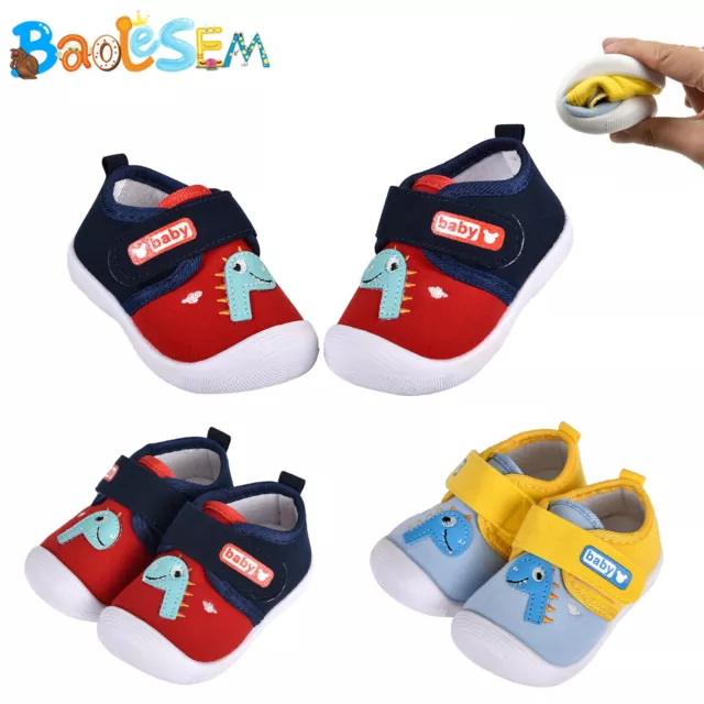 Infant Baby Girl Boy Toddler Anti-slip Warm Slippers Socks Canvas Crib Shoes UK
