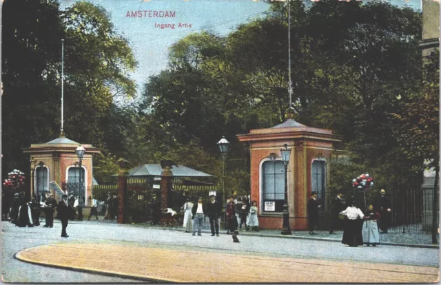 Netherlands Amsterdam Ingang Artis Dierentuin Zoo Vintage Postcard 09.42