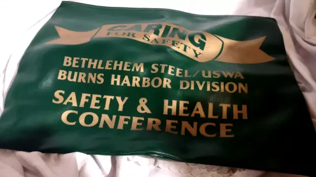 Bethlehem Steel Burns Harbor Green Pouch Zippered Bag Safety & Health Conference