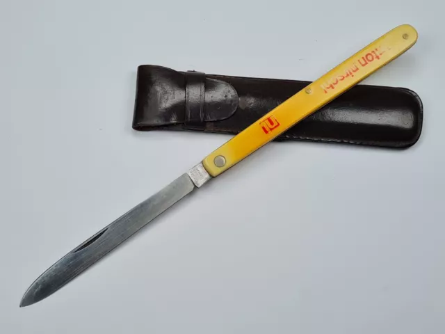 Vtg Old Rare German Bonsa Solingen Melon Fruit Tester Folding Pocket Knife Case
