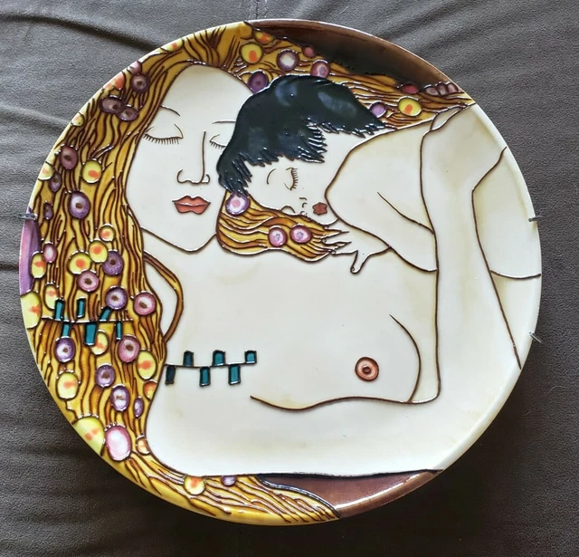 Lg. Art Nouveau Deco Ceramic Pottery Woman Wall Charger Plate Benaya Innovation