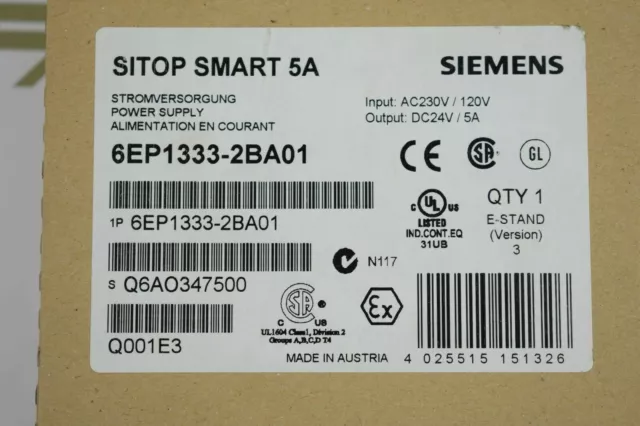 1PCS New In Box Siemens PLC Power Supply 6EP1333-2BA01 6EP1 333-2BA01