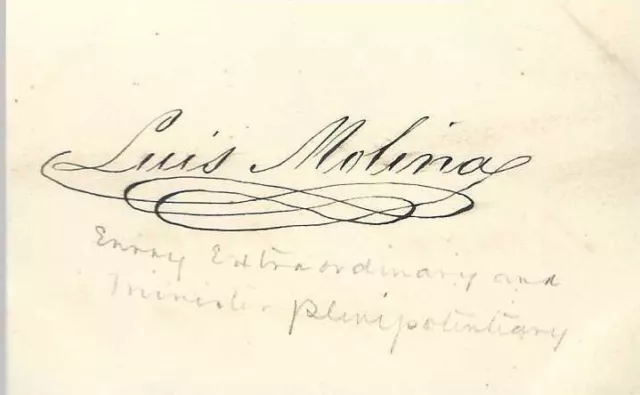 Nicaragua Civil War-Era Diplomat LUIS MOLINA Signature on Card