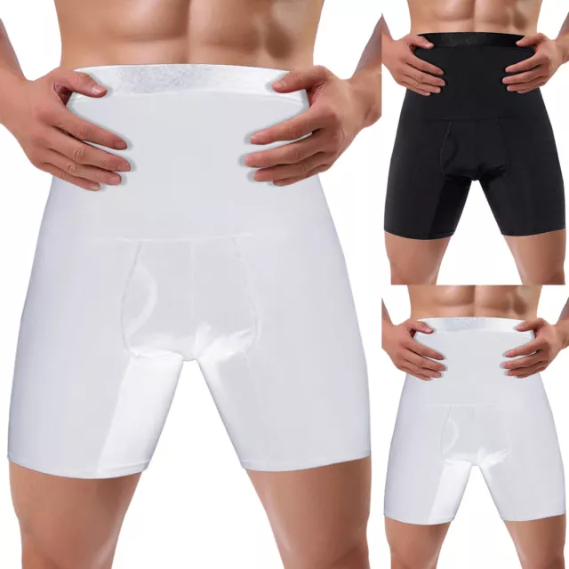 Mens Compression High Waist Boxer Shorts Tummy Slim Body Shaper Girdle Pants