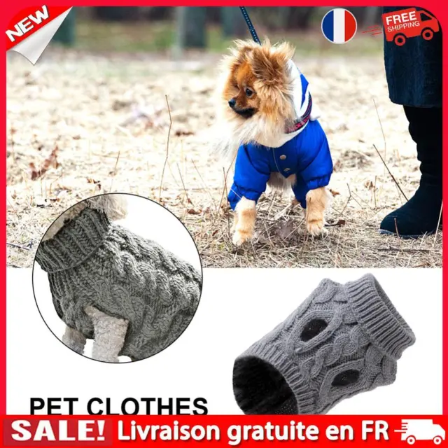 Turtleneck Knitted Pet Sweater Winter Breathable Dog Cat Thermal Clothes (Grey)