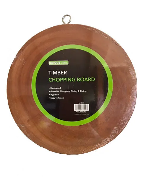 Cutting Board Chopping Wooden Round Natural Hard wood Timber 30cm Dicing Slicing