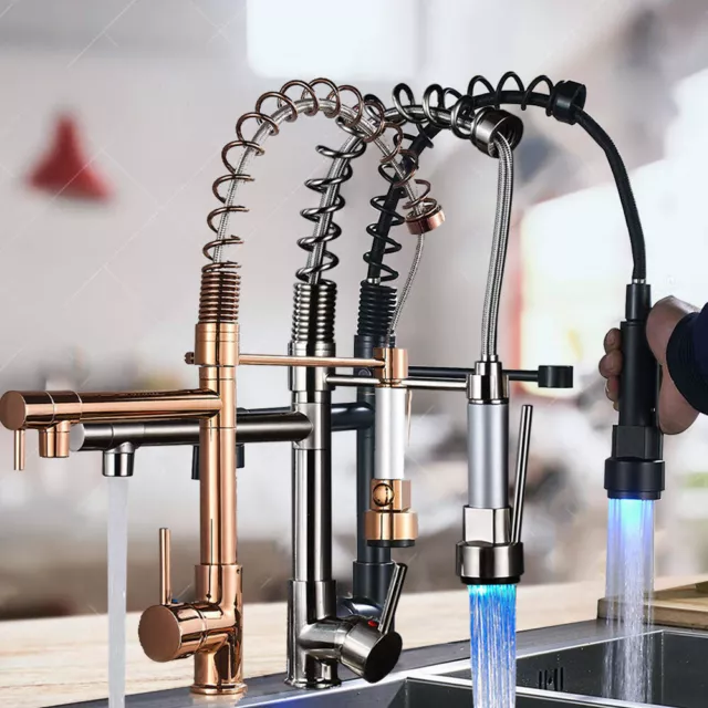 LED Küche Armatur Ausziehbar 360° Wasserhahn Küchenarmatur Brause Mischbatterie