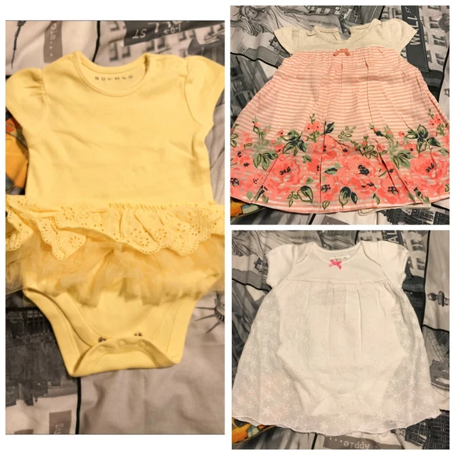 Nutmeg George baby girl tutu vest bodysuit dress set bundle 6-9 months