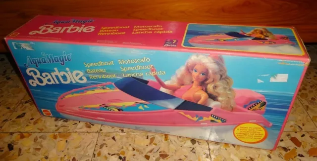 Barbie Speedboot Aqua Magic Float In Water Mattel 8770 Germany 90'S Mib
