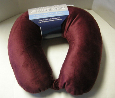 World's Best Travel Neck Pillow By Wolfe Mfg, Burgundy, One Size, Brand New
