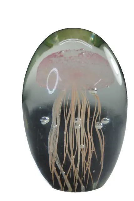 Vintage Jellyfish Paperweight Glass Art Blown Glass