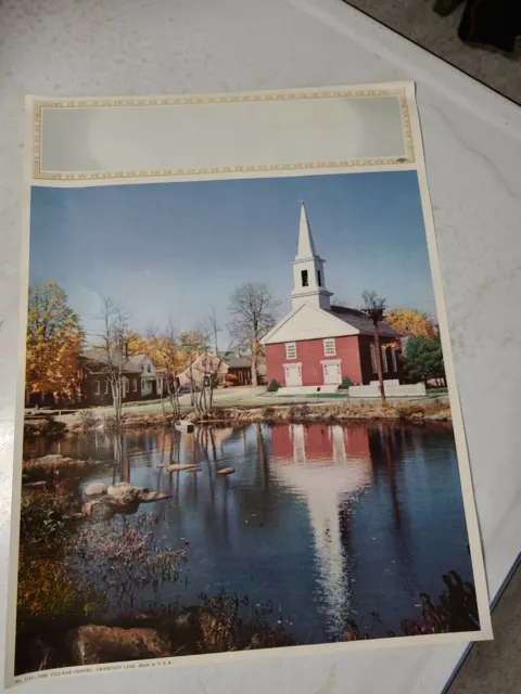 Vintage 16x12 1950s NOS Unused Calendar Top Village Chapelle at Lake