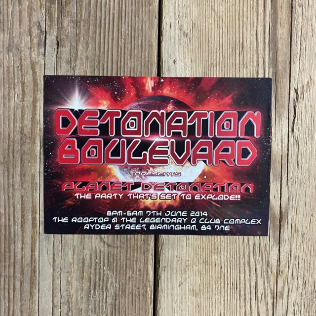 Detonation Boulevard Rave Flyer. Que Club, Birmingham. Saturday 7th June 2014.
