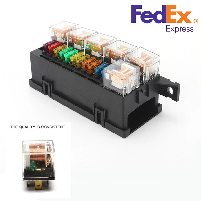 11WAY CAR MODIFIED Relay Fuse Box with 5 pin 12V 80A 6 Relays & 11
