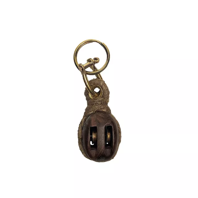 Sailing Rope Pulley Keychain Wooden Pully Block Tackle Hoist Nautical Key Ring