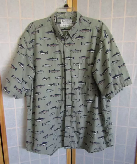 Columbia Sportswear Co. Sage Fishing Short Sleeve Collar Button Shirt Men's XL