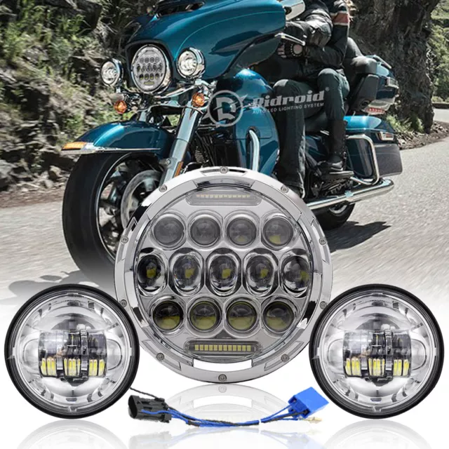 7" inch LED Headlight DRL + Passing Lamps For Harley Davidson Touring Road King
