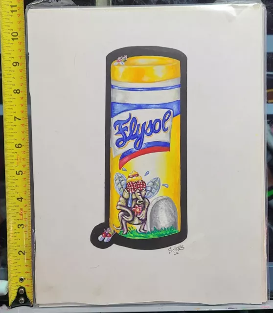 Monster Art Painting FLYSOL WACKY PACKAGES PARODY UNUSED ORIGINAL ART SCHERES