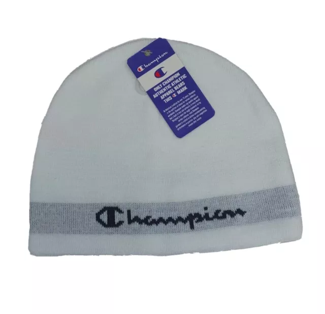 Champion Beanie White - Cotton HeadWear Warm Hat Sports Fashion - Winter Cold