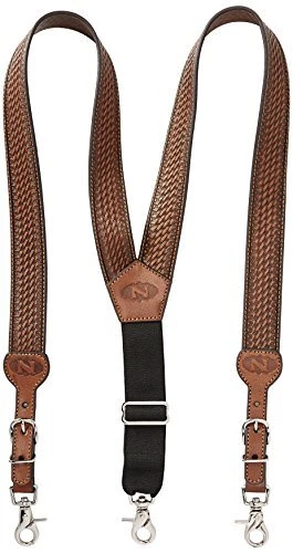 Nocona Belt Co. Men's Standard Gallus Basketweave Embossed Leather Suspenders