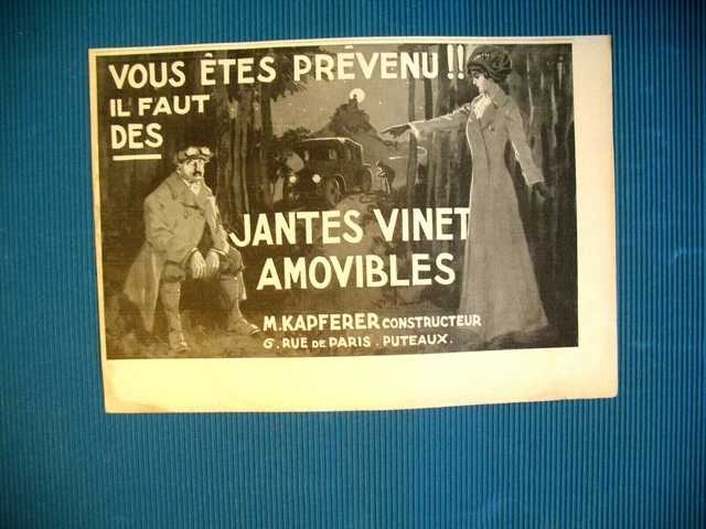 Vinet Automotive Press Advertisement Removable Wheels French Ad 1910