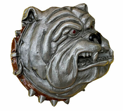Bulldog Head Belt Buckle with Belt, Angry Guard Dog, Growling, Dragon Designs
