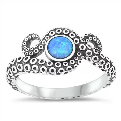 Octopus tentacle opal sterling silver ring