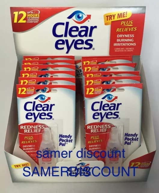 6 Pack Of Clear Eyes  Drops  Redness Relief 0.2 Oz.6 Ml Exp(2023)Up To 12 Hours