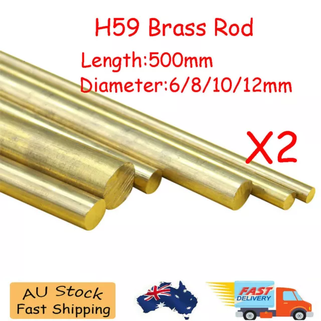 2pcs 6/8/10/12mm Dia Solid Brass Round Bar Hardware Circular Rod Machining 500mm