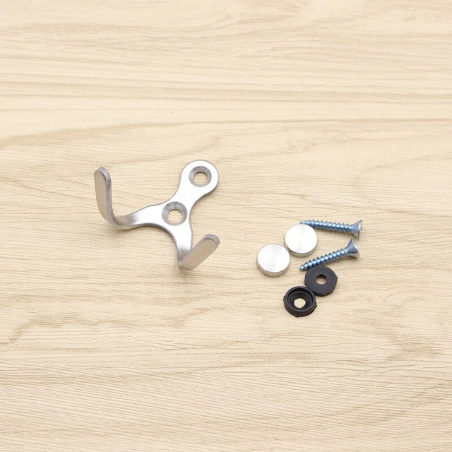 Double Wall Hook Robe Coat Twin Door Dress Bathroom Clothes Hanger & Screw 2/10c