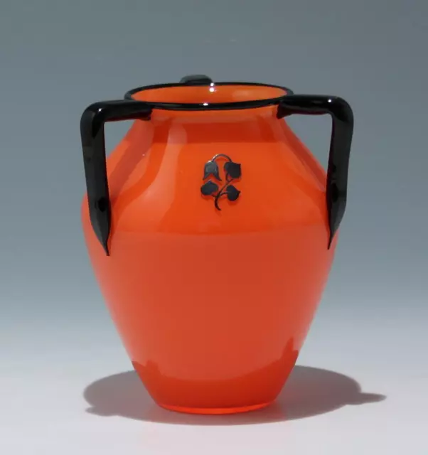 Loetz Jugendstil Vase mit Schwarzlotbemalung um 1915 - Höhe 16 cm 2