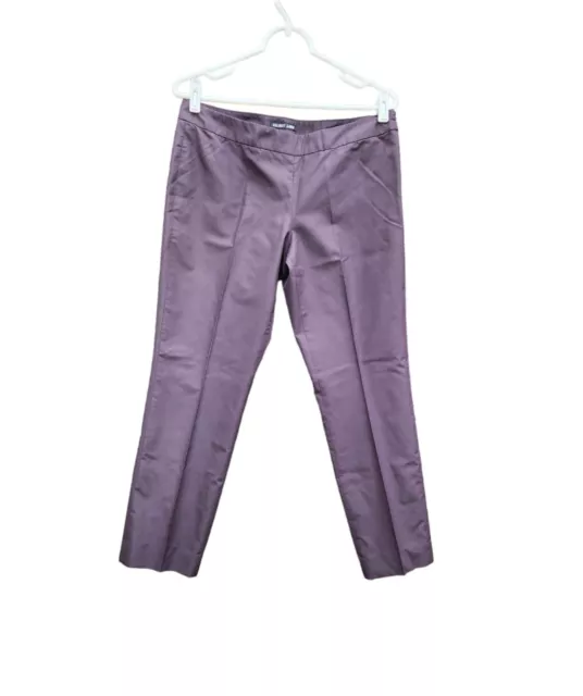 HELMUT LANG Dark Purple 100% Silk Straight Leg Dress Pants Trousers Size 42 US 6