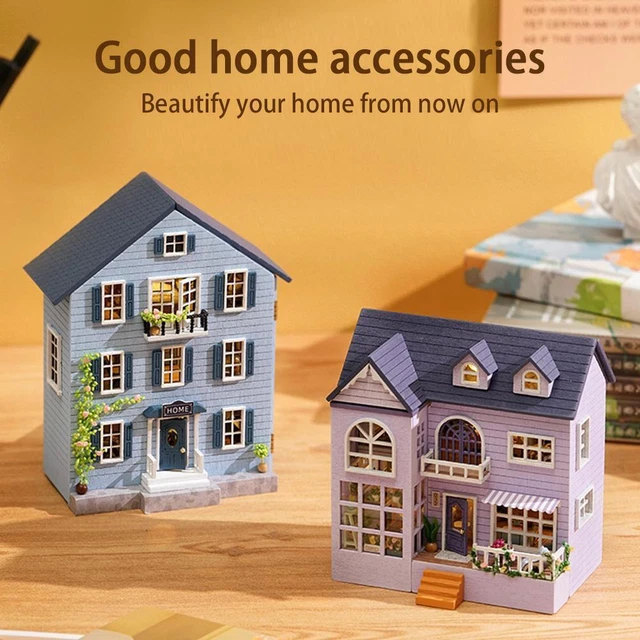 DIY MINIATURE WOODEN Furniture Kit With Light' O6A6 £15.61 PicClick UK