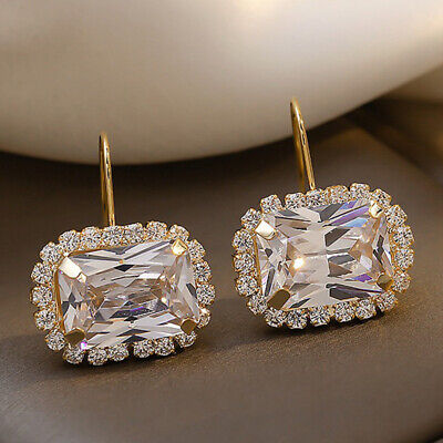 Women Jewelry Silver Plated Drop Earring Luxury Cubic Zircon Gift A Pair