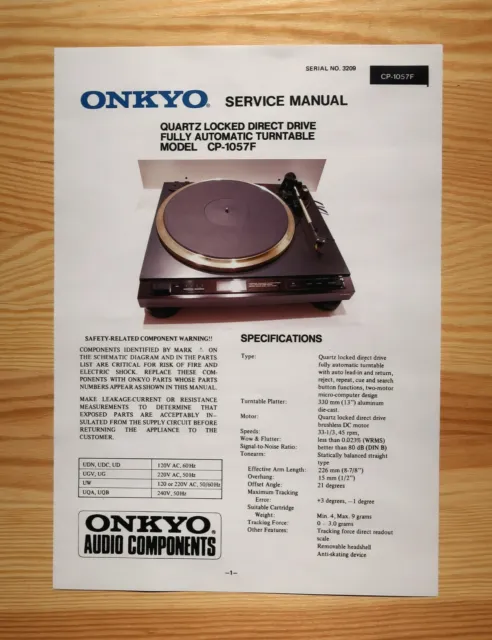 Onkyo CP-1057F Custom Designed Tonearm Cartridge Stylus Alignment Protractor 2