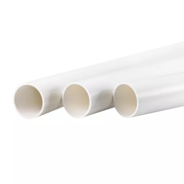 3pcs PVC Pipe 36mm ID x 40mm OD 0.5m Rigid Water Pipe Drain Pipe White