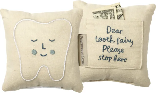 Blue Tooth Fairy Please Stop Here Decorative Cotton Throw Pillow with Pocket ...