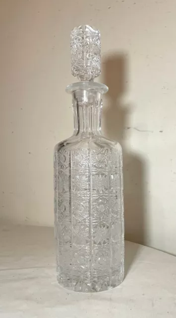 vintage american brilliant cut clear crystal liquor wine decanter glass bottle`
